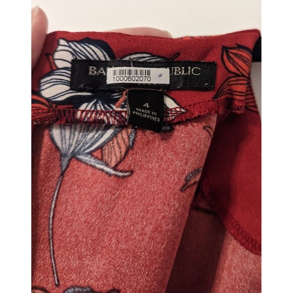 Banana Republic Dress Red Short Sleeve Crew Neck Back Zip Shift Floral - Picture 4 of 7